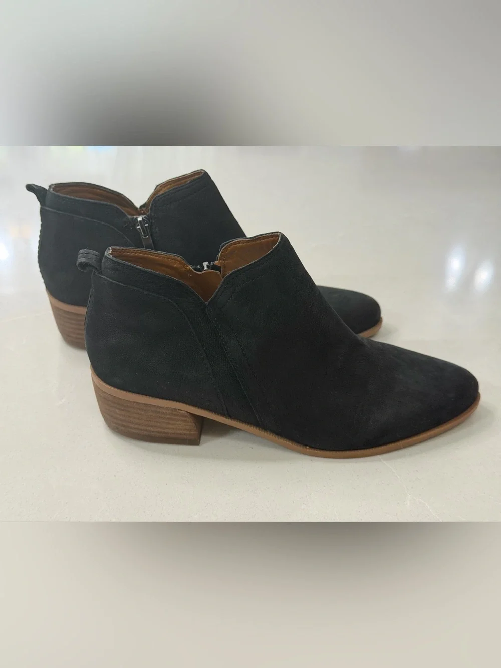 Franco Sarto Laslo Black Leather Ankle Booties 9.5M